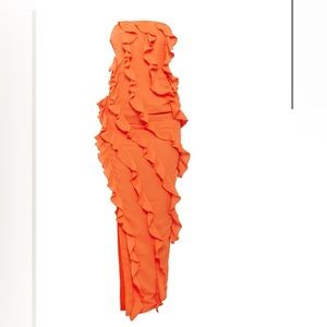Orange ruffle maxi dress